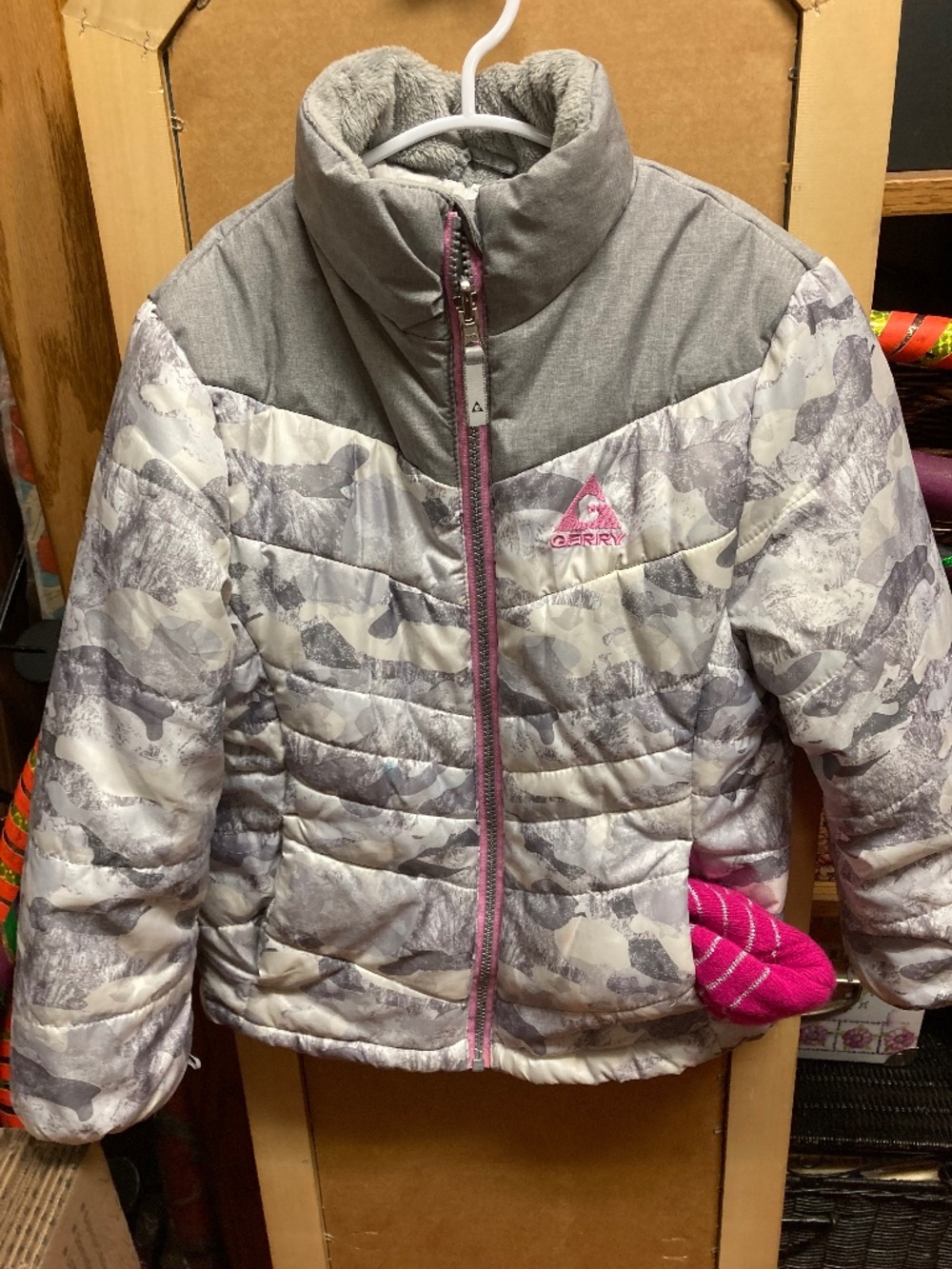 Girl's GERRY Winter Coat White/Grey Camo Size 7/8